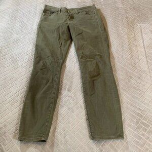 J Crew Womens 28 Chino Pants Army Green Toothpick Skinny Mid Rise Stretch